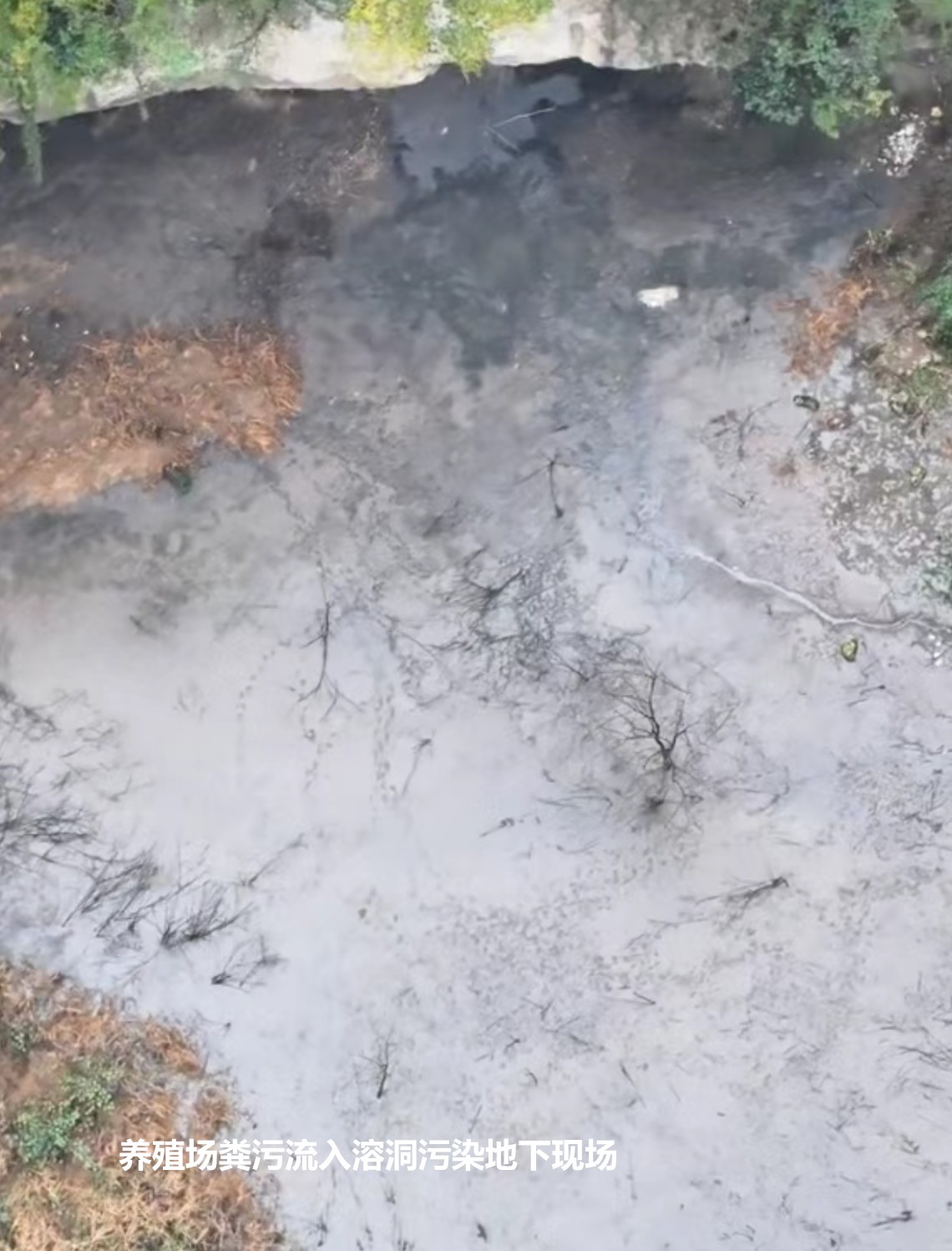 养殖场粪污流入溶洞污染地下现场.jpg 养殖场粪污流入溶洞污染地下现场.jpg